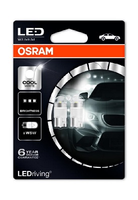 купить Лампа светодиодная LED PREMIUM W5W 12V 1W W2.1X9.5D 6000 K OSRAM 2850 CW-02B (упаковка 2 шт.) на Рено (Renault) Дачия (Dacia) Логан, МСВ, Дастер, Лоджи.