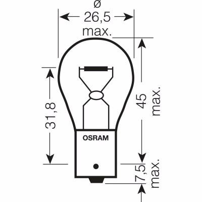 купить Лампа накаливания ORIGINAL LINE P21W 12V 21W BA15s (блистер 2шт.) OSRAM 7506-02B на Рено (Renault) Дачия (Dacia) Логан, МСВ, Дастер, Лоджи.