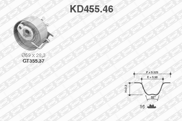 купить Ремкомплект ГРМ SNR KD455.46 (ремень+ролик) D4F 1.2 на Рено (Renault) Дачия (Dacia) Логан, МСВ, Дастер, Лоджи.